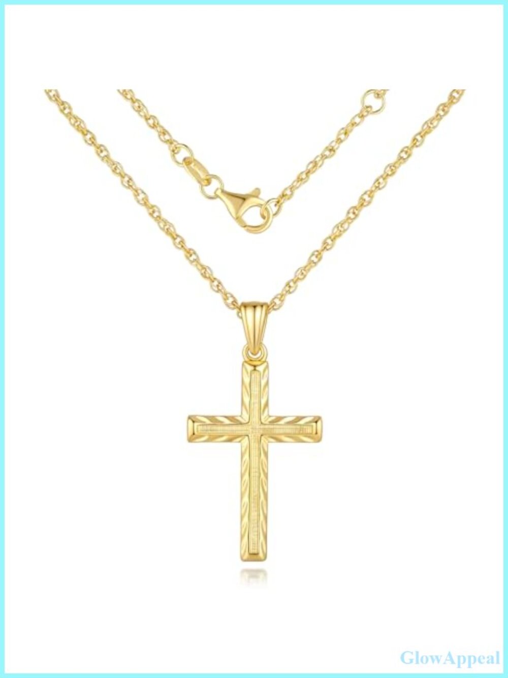 Gold Plated Cross Necklace Textured Pendant Minimalist Faith Jewelry